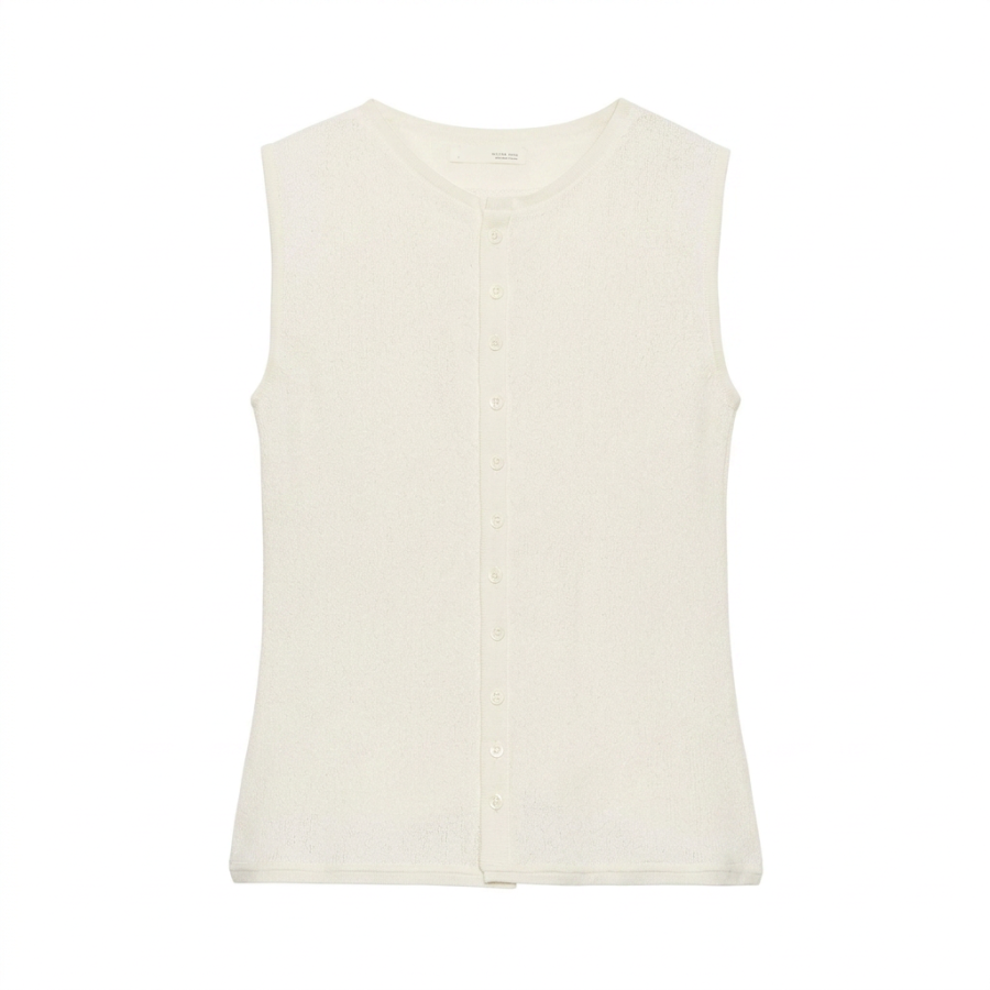 ZARA Tank Tops Women's White Crew Neck