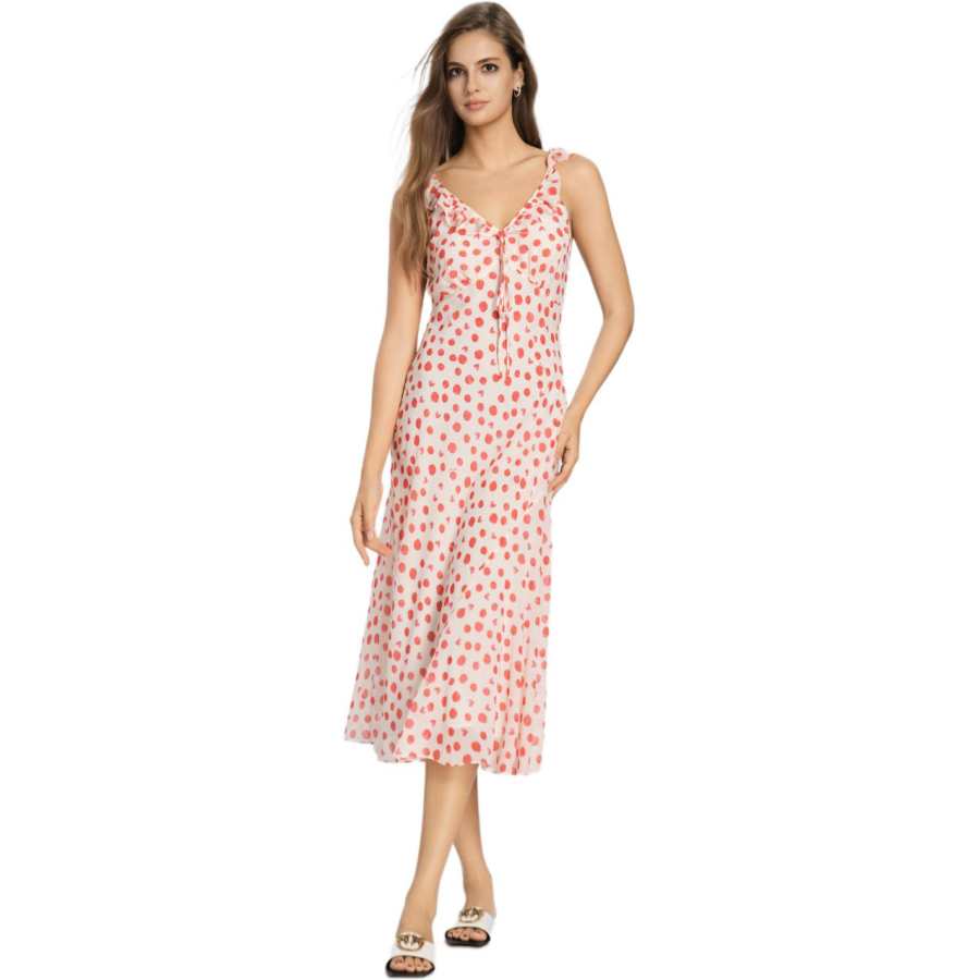 PINKO Slip Dresses Women's Red Dot Moderate Midi Skirt