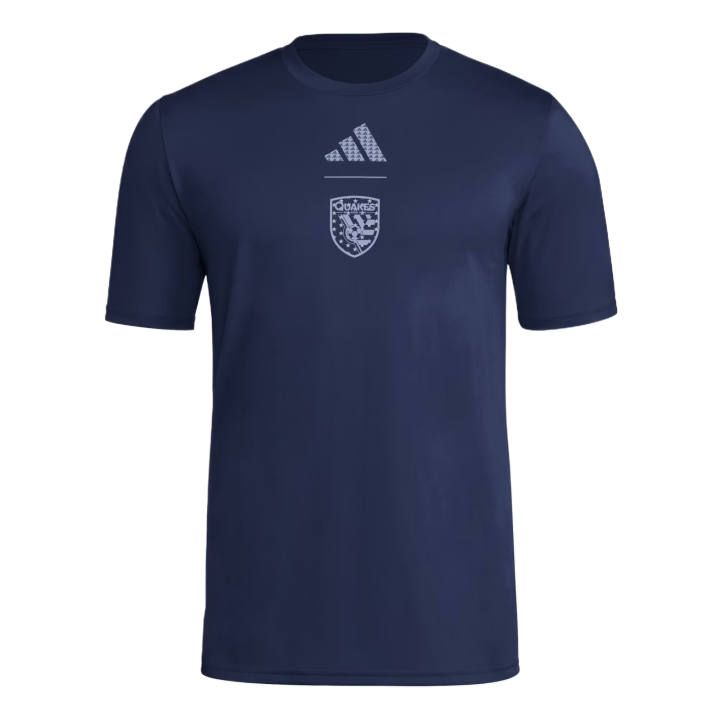 Adidas Adidas T Shirts Men's Marine Blue Crew Neck Moderate