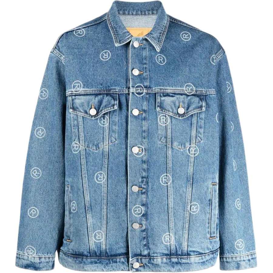 Martine Rose Allover Logo Printed Denim Jacket