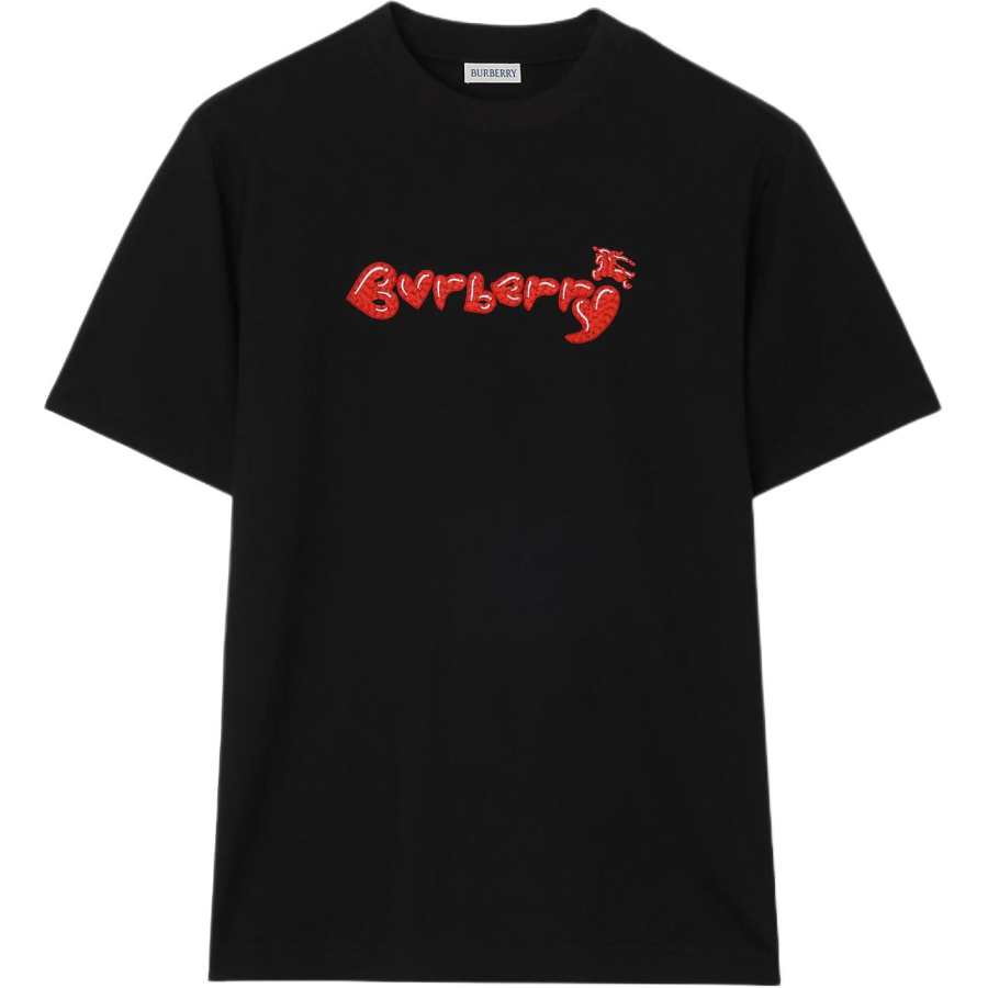 Burberry T Shirts Men's Black Crew Neck Moderate