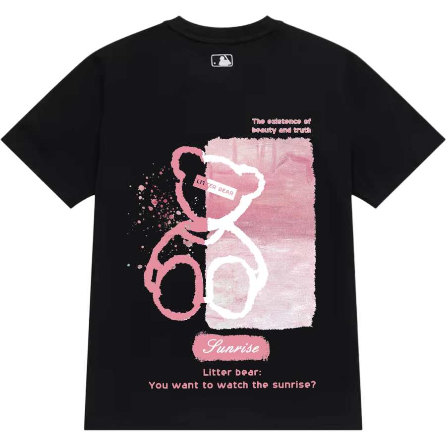 MLB MLB T Shirts Unisex Black Pink Crew Neck Moderate