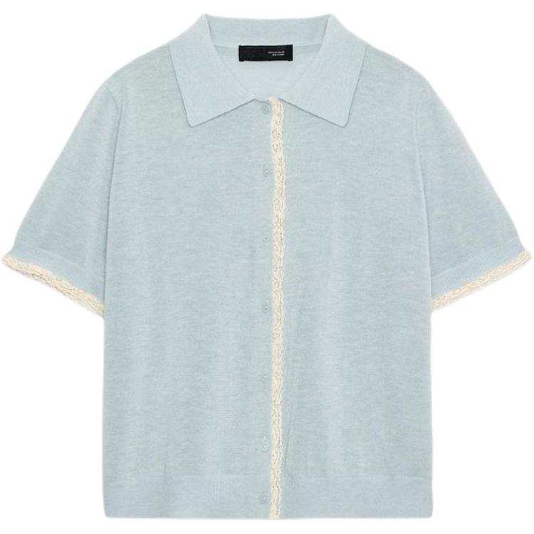 ZARA Sweaters Women's Light Blue Polo Collar Moderate