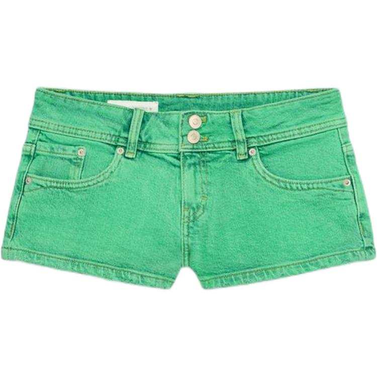 ZARA Trf Denim Shorts Women's Green Moderate