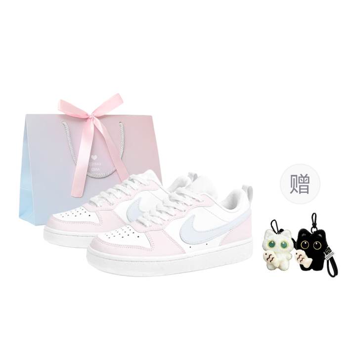 Nike Nike Court Borough Skateboard Shoes Women's Low Top Pink Blue White
