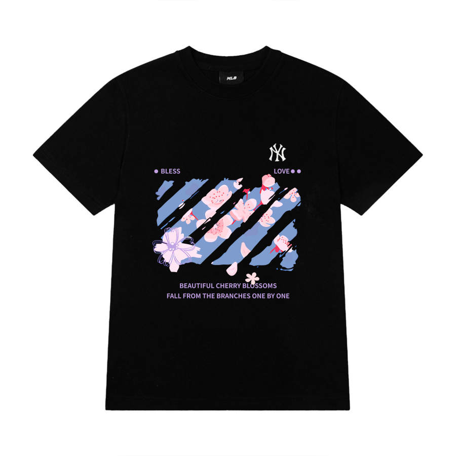 MLB T Shirts Unisex Black Crew Neck Moderate Straight Fit