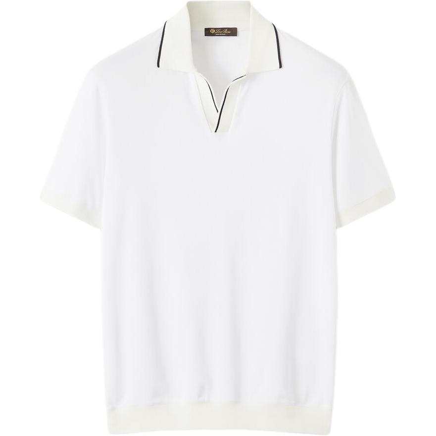 Loro Piana Polo Shirts Men's Bright White Polo Collar Moderate Straight Fit