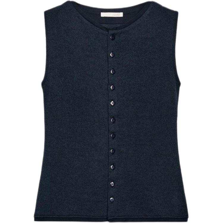ZARA Tank Tops Women's Sea Blue Crew Neck
