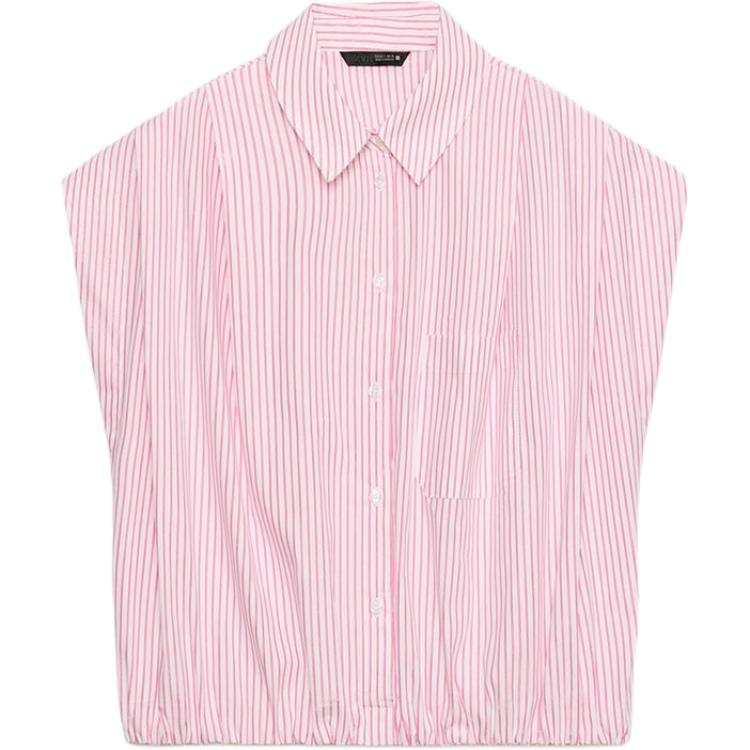 ZARA Shirts Women's Pink/White Lapel