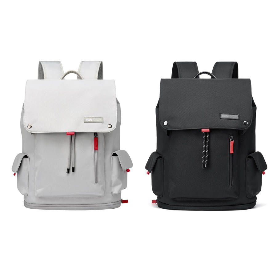 SEPTWOLVES SEPTWOLVES Fabric Backpack Unisex Light Gray/Obsidian Black