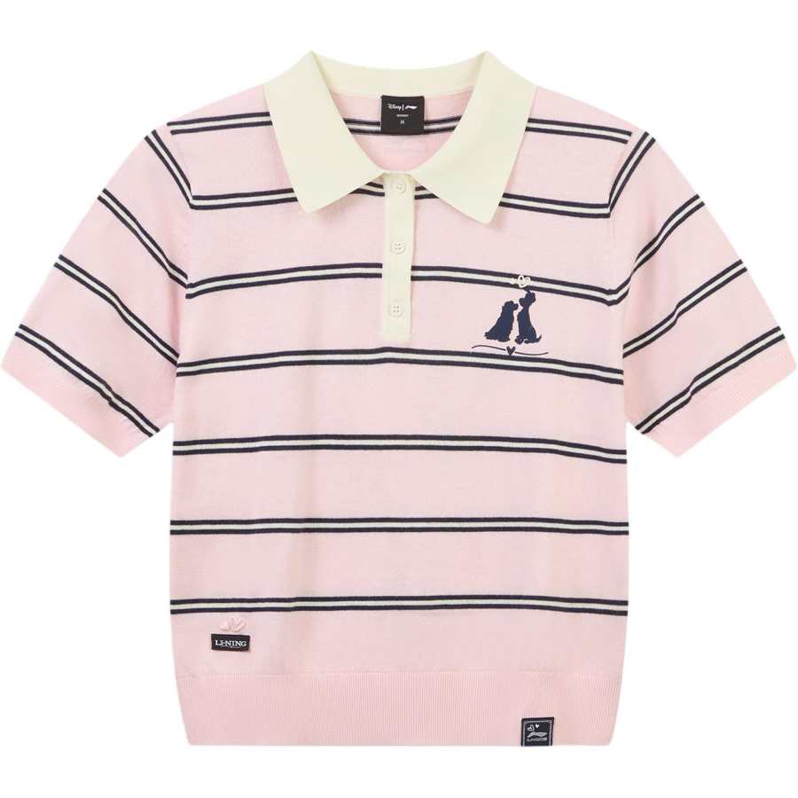 Li-Ning Li Ning Sports Life Collection Knitwear Women's Light Pink Red Lapel Moderate