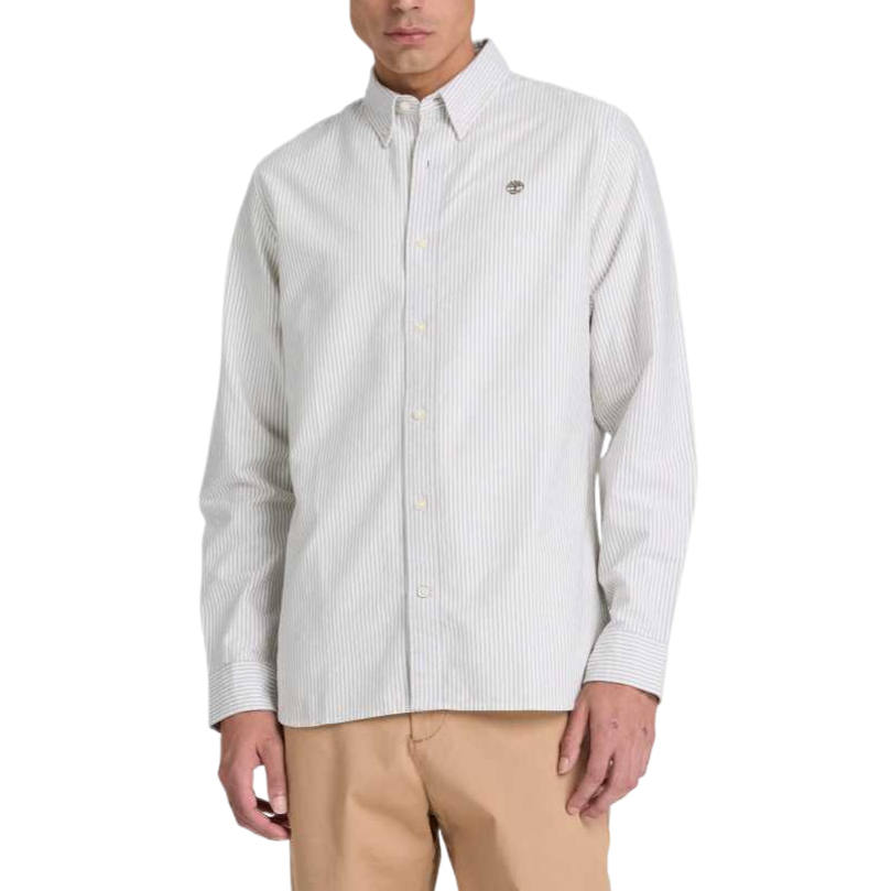 Timberland Shirts Men's Gray Stripes Lapel Moderate