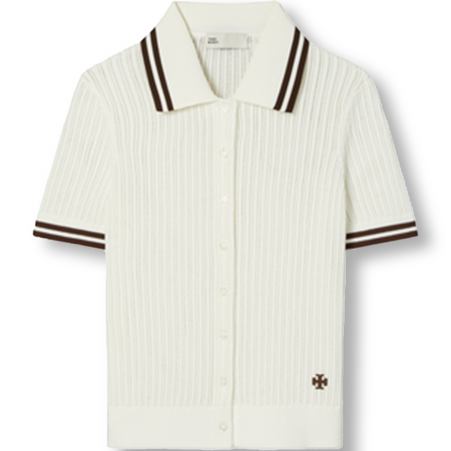 TORY BURCH Knitwear Women's New Ivory Lapel Moderate Other
