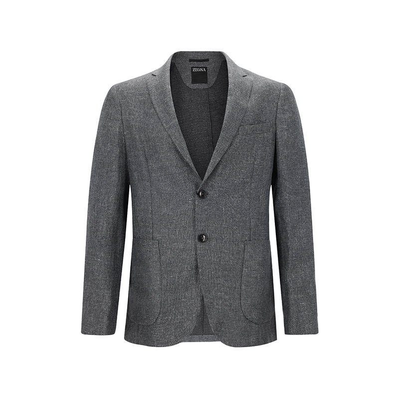 Ermenegildo Zegna Business Suits Men's Mixed Gray Suit Collar Moderate