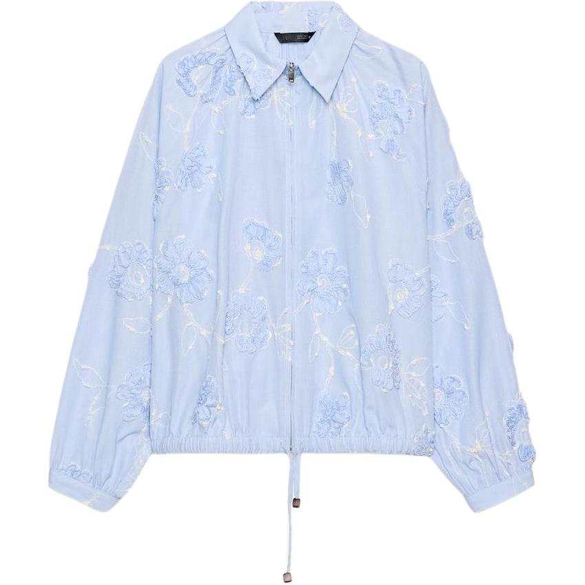ZARA Jackets Women's Blue/White Lapel Moderate