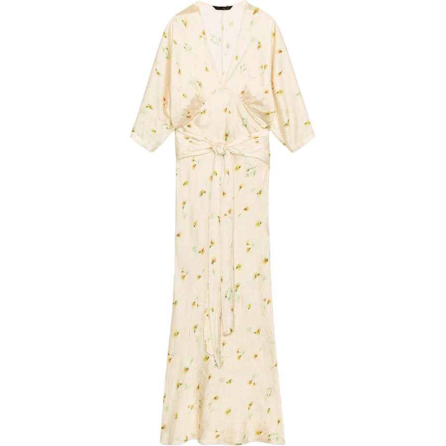 ZARA ZW Long Sleeved Dresses Women's White V Neck Moderate