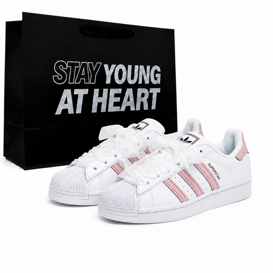 Adidas Originals SUPERSTAR Skateboard Shoes Unisex Low Top White Pink Colorway