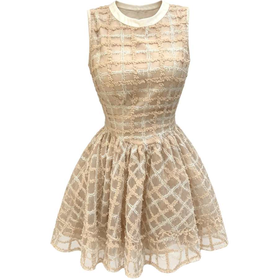 CHARM GLOW Sleeveless Dresses Women's Image Color Crew Neck Moderate Short Skirt A Line Skirt