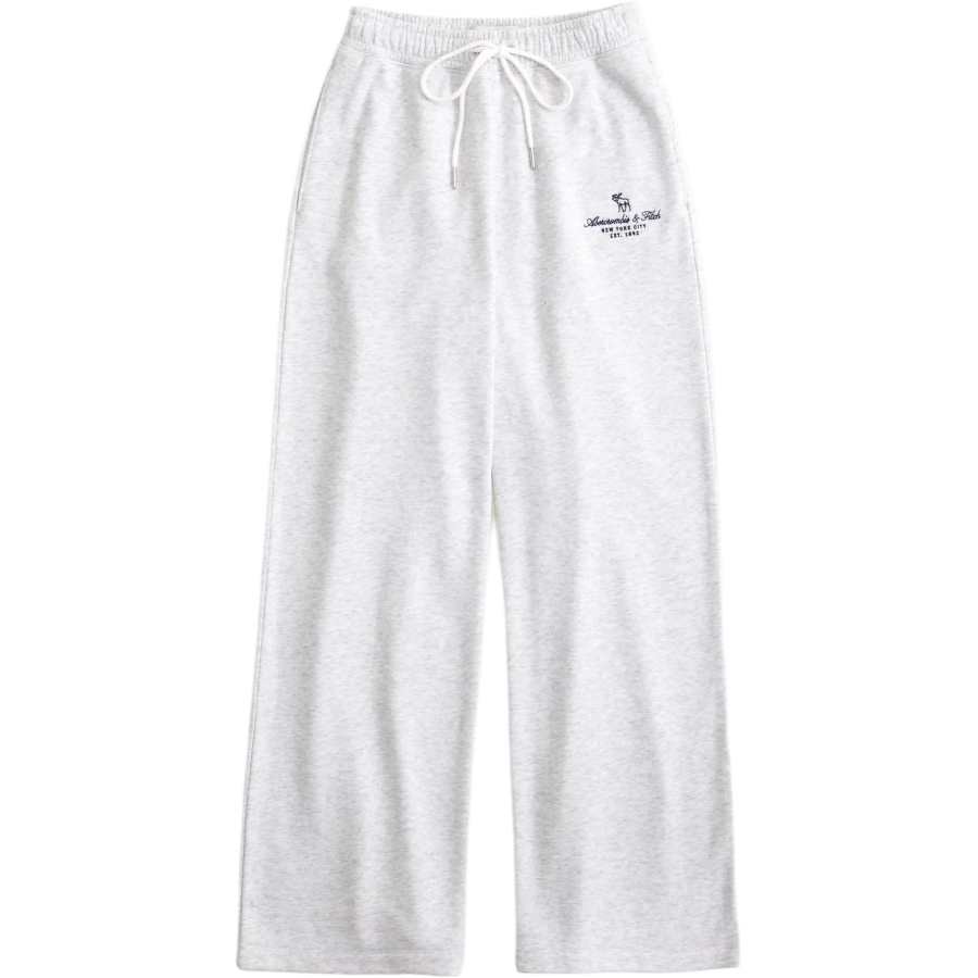 Abercrombie&Fitch Knitted Sweatpants Women's Light Gray Moderate Wide Leg Pants
