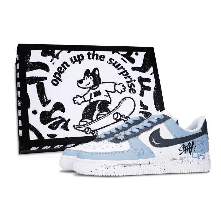 Nike Nike Air Force 1 Skateboard Shoes Unisex Low Top Blue/Black/White