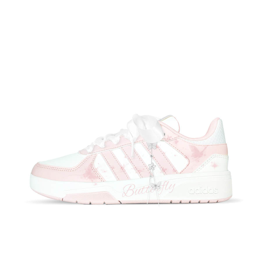 Adidas Adidas COURTBEAT Dream Butterfly Love Synthetic Leather Slip Resistant Low top Skateboard Shoes Unisex Pink White