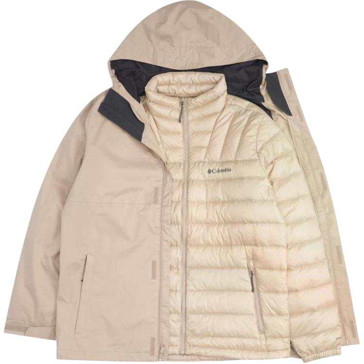 Columbia Windbreaker Jackets Men's Beige/Black Moderate Straight Fit