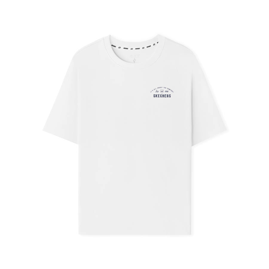 Skechers T Shirts Men's Bright White 0019 Crew Neck Moderate Straight Fit