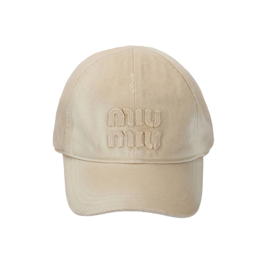 MIU MIU Fabric Denim Baseball Caps Women's Beige