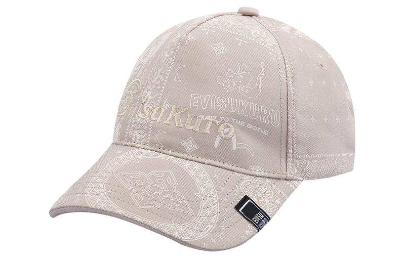 EVISU EVISU Printed Pattern Polyester Viscose Baseball Caps Unisex Apricot