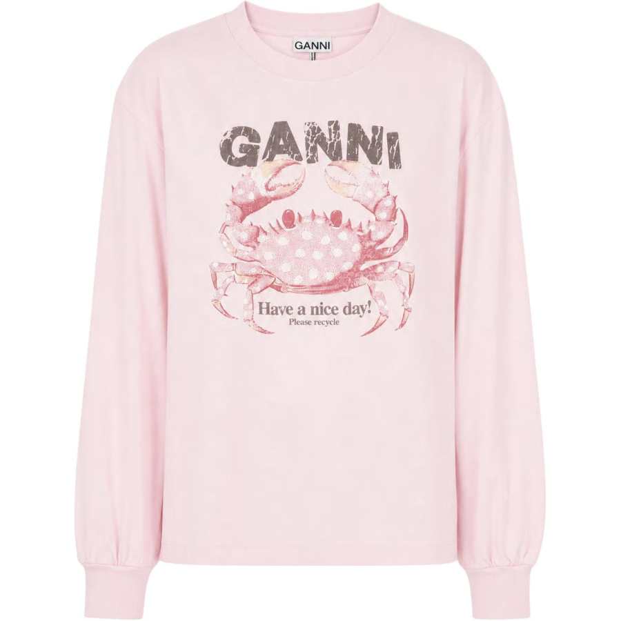GANNI Sweatshirts Women's Pink Crew Neck Moderate