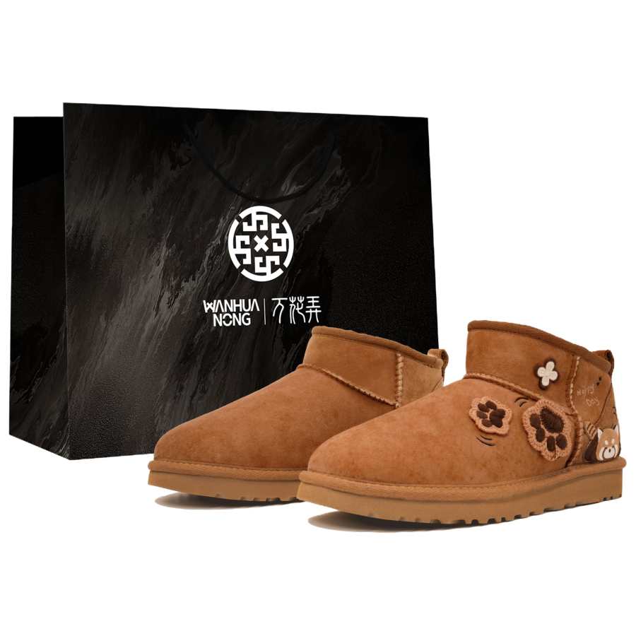 UGG CLASSIC ULTRA MINI Kaleidoscope, Cracker Bear, Box Sheepskin Thermal Slip Resistant Short Snow Boots Women's