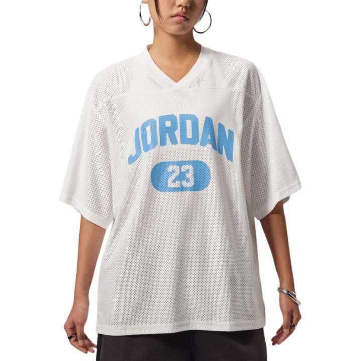 Jordan Jordan Mesh T Shirts Women's White V Neck Moderate