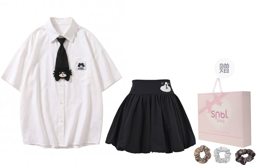 SNBL Two Piece Skirt Sets Women's Polo Collar Moderate Short Skirt