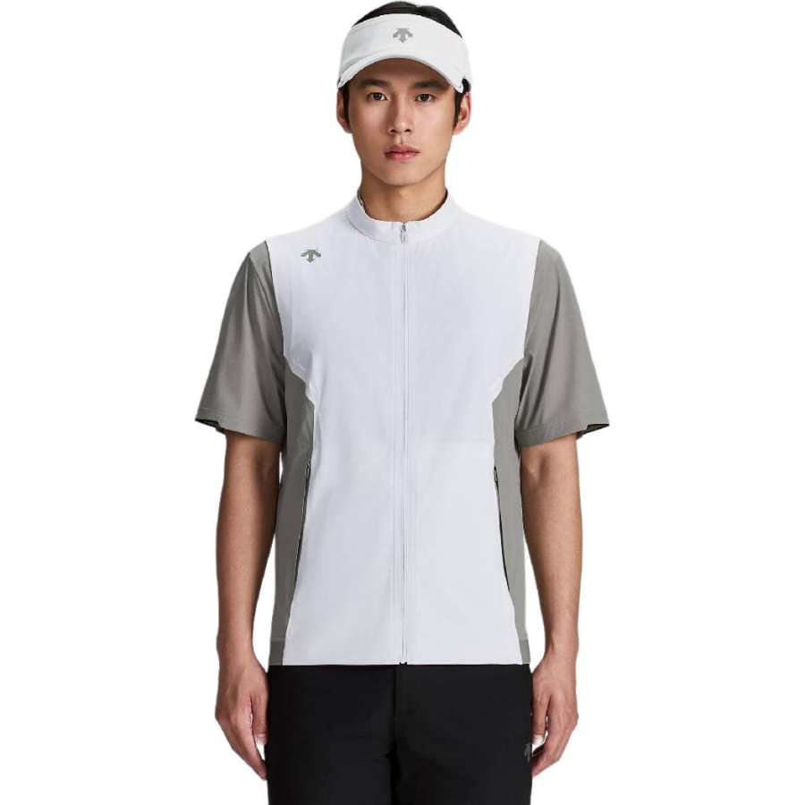 DESCENTE DESCENTE PRO Golf Clothing Men's WT White Stand Collar Moderate