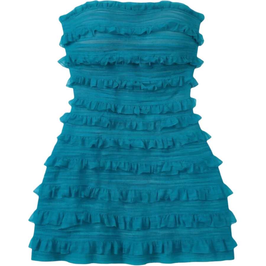 CHARM GLOW Sleeveless Dresses Women's Blue Strapless Top Moderate Short Skirt Bodycon Skirt