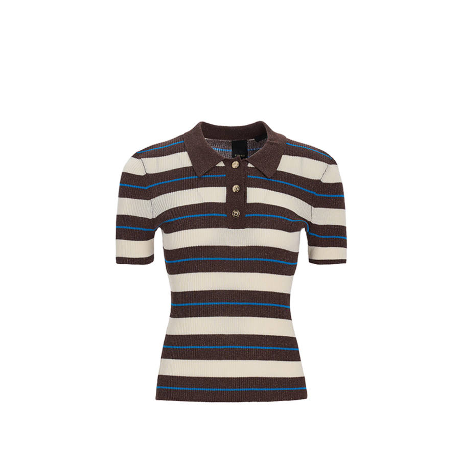 PINKO Sweaters Women's Brown Plaid Polo Collar Moderate