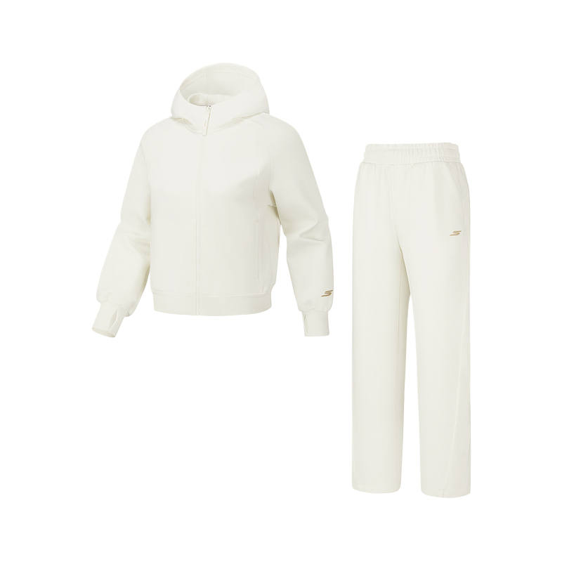 Skechers Casual Suits Women's Marshmallow White 0074 Hooded Non Detachable Moderate