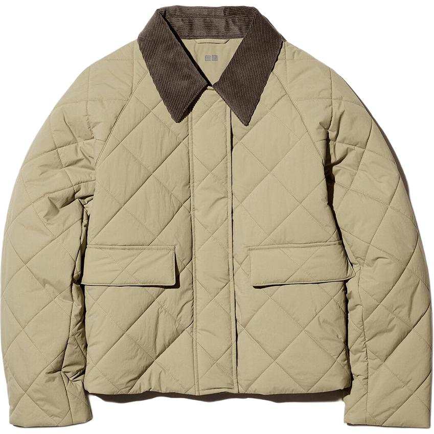 UNIQLO Puffer Jackets Women's 32 Dark Beige Lapel Moderate