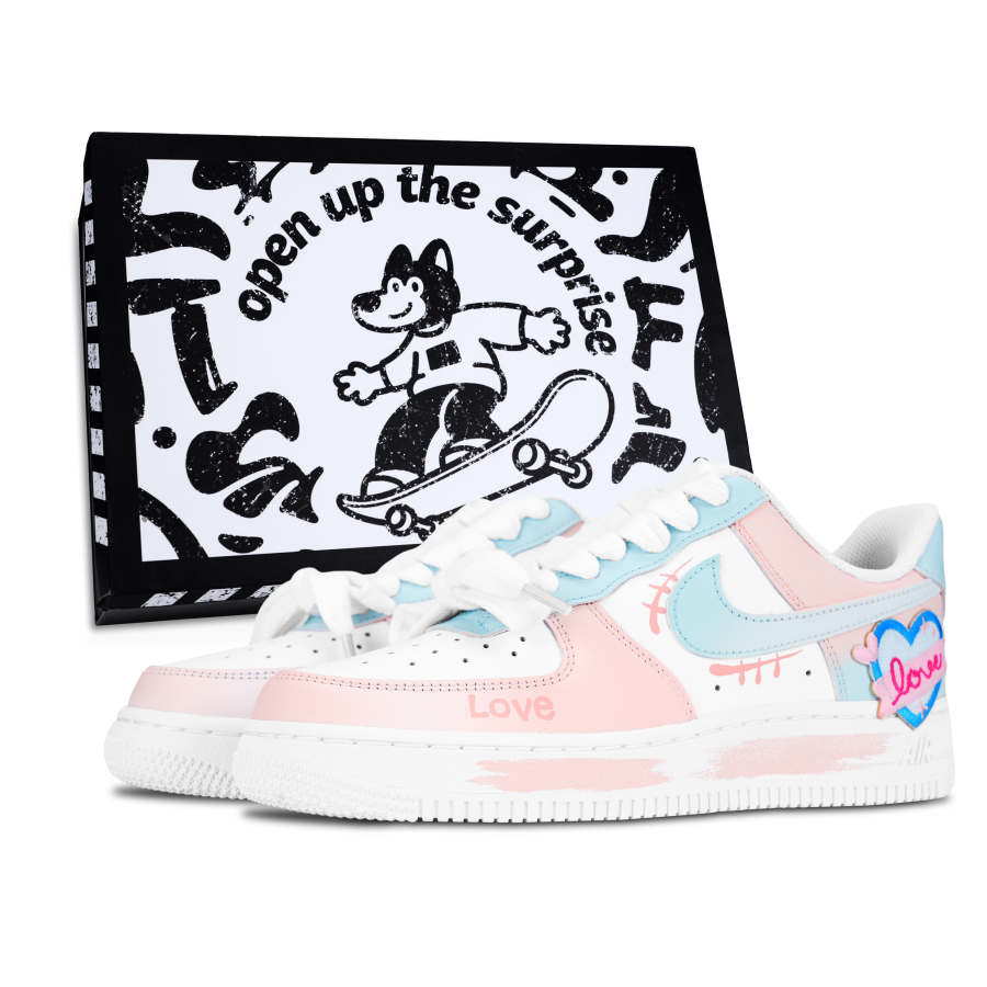 Nike Nike Air Force 1 Skateboard Shoes Unisex Low Top Pink/Blue/White