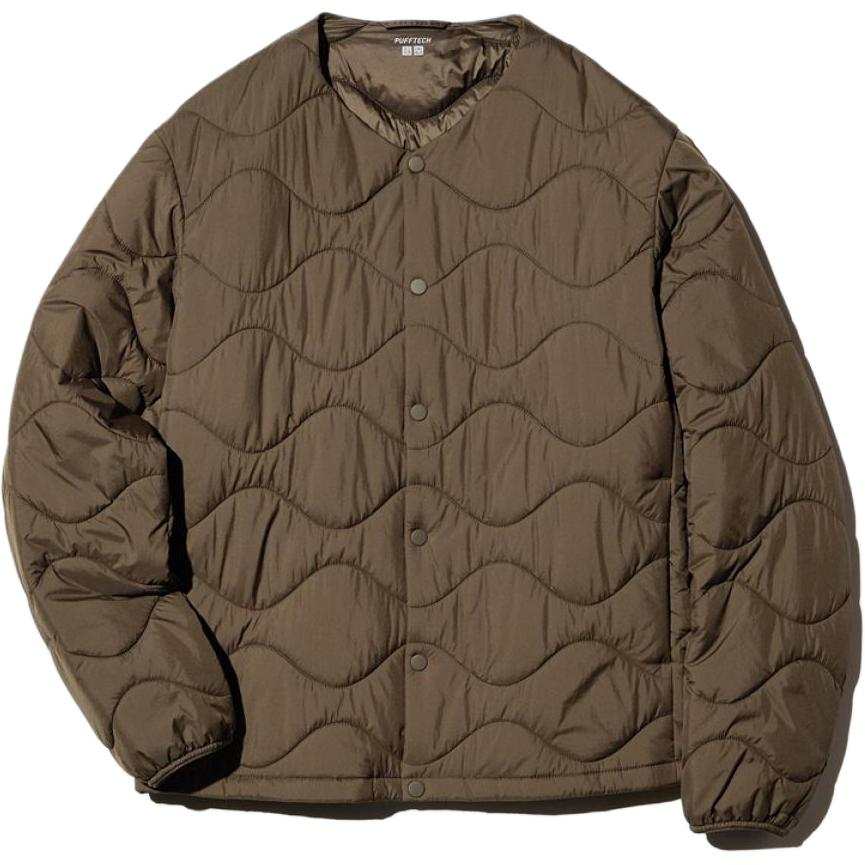 UNIQLO PUFFTECH Puffer Jackets Unisex Dark Umber Crew Neck Moderate