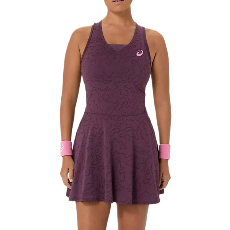 ASICS Sleeveless Dresses Women's Deep Eggplant Purple V Neck Moderate Short Skirt