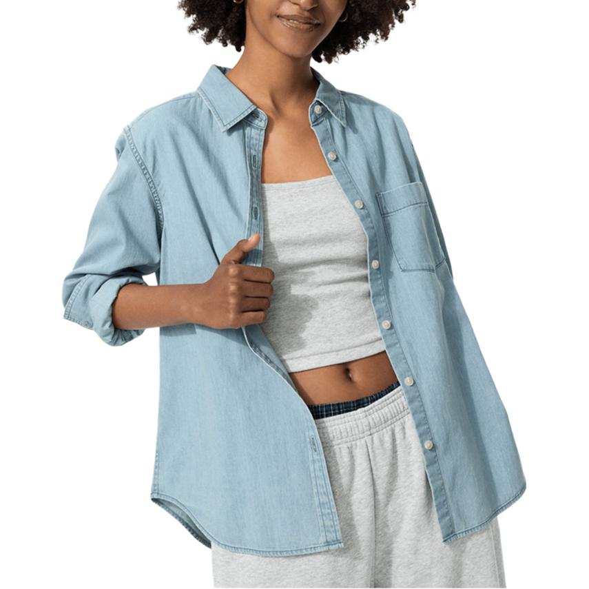 UNIQLO FW26 Shirts Women's Pink/Blue Lapel Moderate