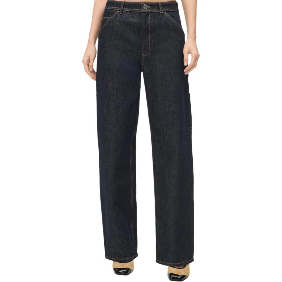CHANEL Jeans Women's Blue Moderate Straight Fit Pants