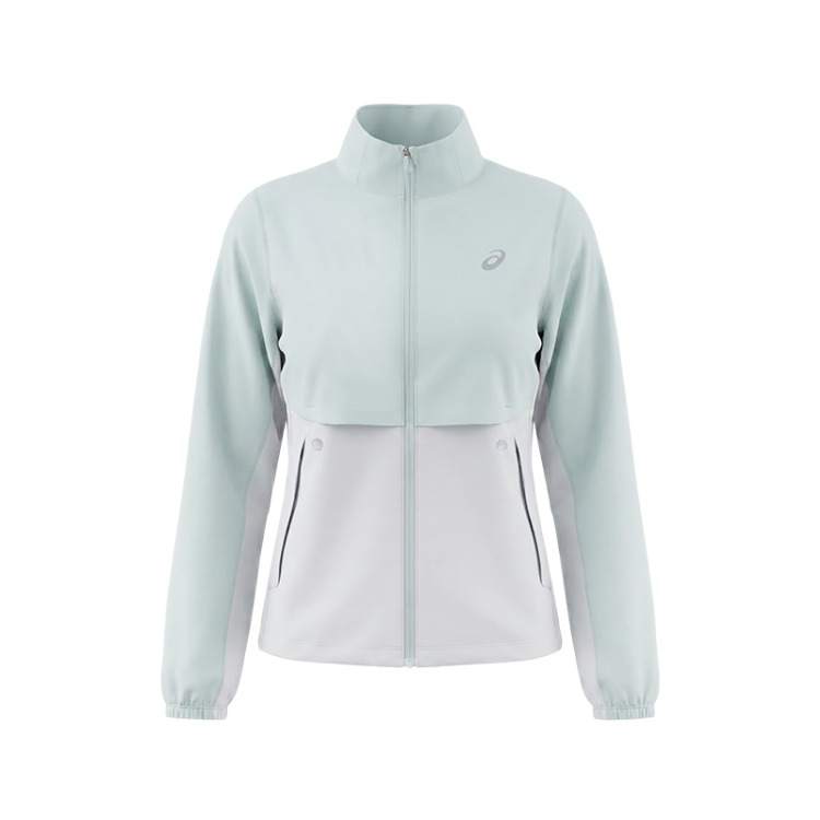ASICS Running Jackets Women's Gray Green Stand Collar Moderate