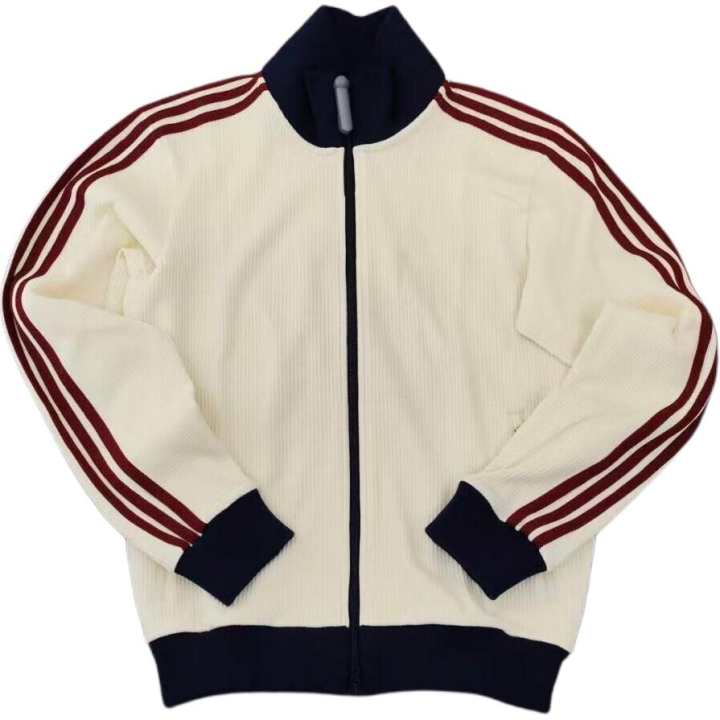 Adidas Adidas Jackets Unisex Beige White Blue Collar Stand Collar Moderate Straight Fit
