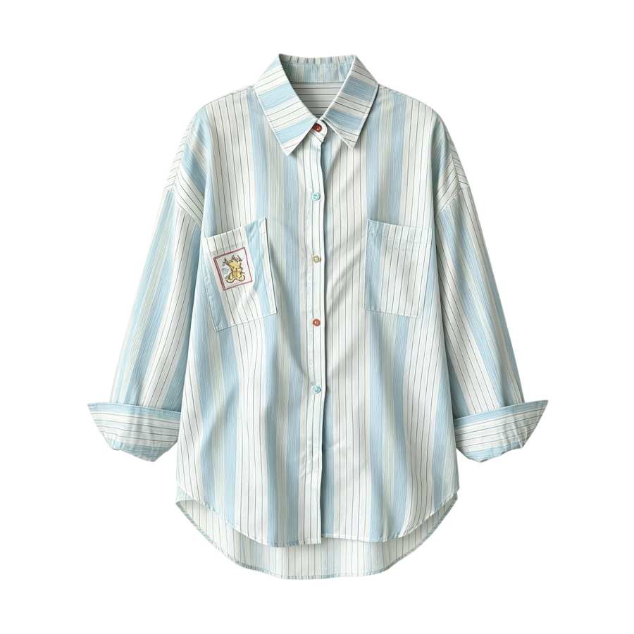 Sugarfunk Sugarfunk Shirts Women's Light Blue Lapel Moderate