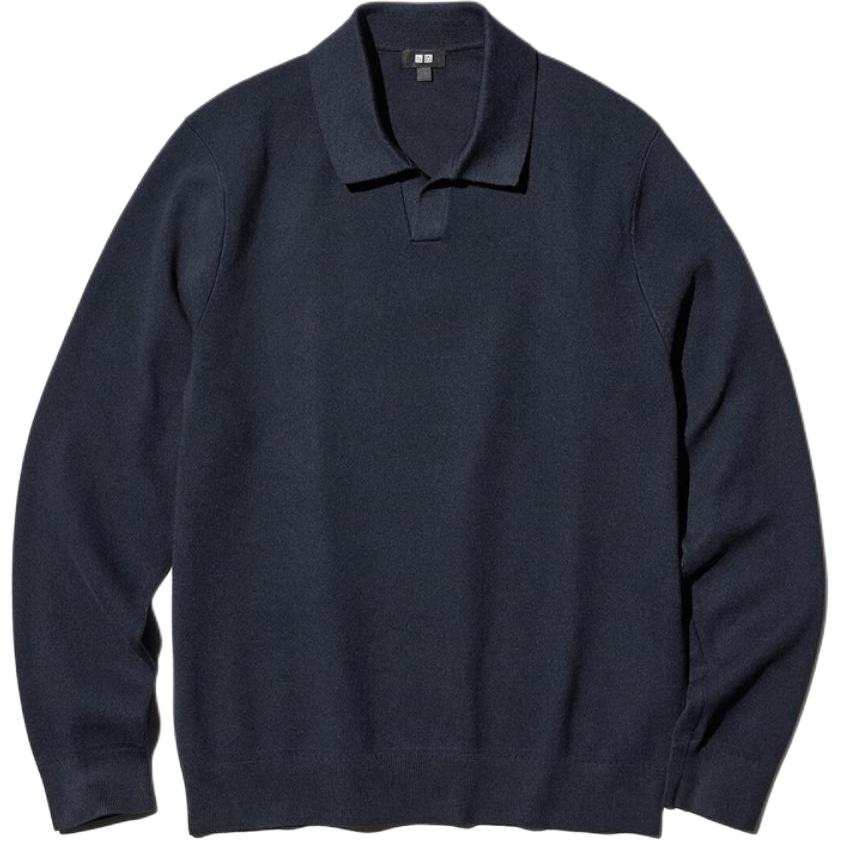 UNIQLO FW26 Polo Shirts Men's Navy Blue Half Open Collar Moderate