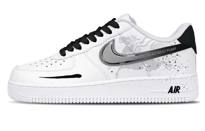 Nike Nike Air Force 1 Skateboard Shoes Unisex Low Top Black Silver