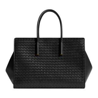 Bottega Veneta Intrecciato Sheepskin Tote Handbag Women's Black