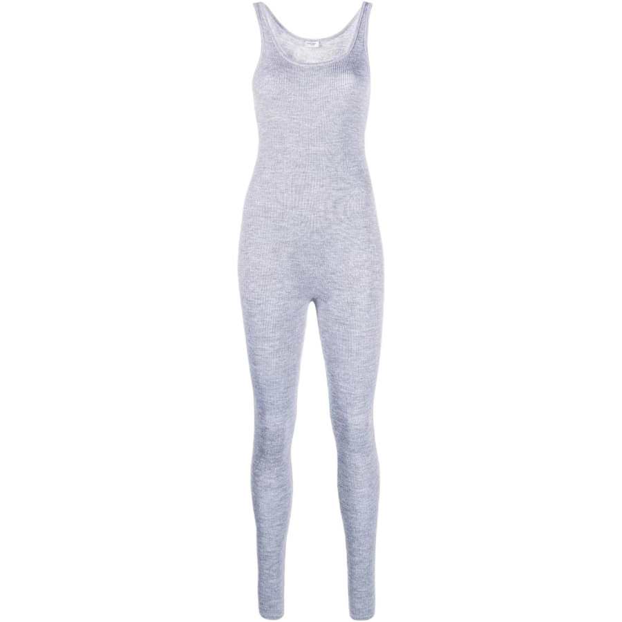 SAINT LAURENT Ribbed Bodysuit 'Gris Chine'